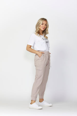 SASS - JOG ON PANT - ALMOND