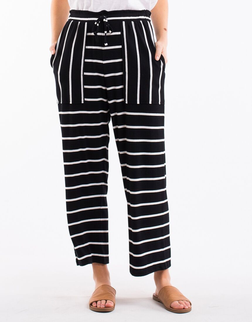 FOXWOOD - WAKAYA ISLAND PANT - BLACK, WHITE STRIPE