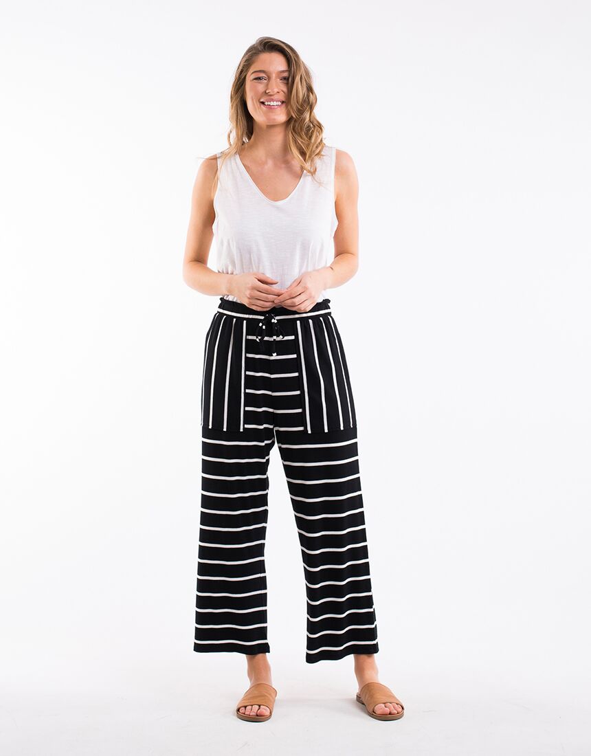 FOXWOOD - WAKAYA ISLAND PANT - BLACK, WHITE STRIPE