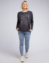 Little White Lies - Avery L/S Tee - Washed Black