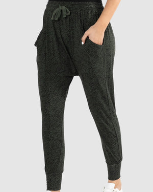 BETTY BASICS - BARCELONA PANT - Olive/Black Terrain